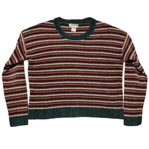 Love Cameron Los Angeles Women Sweatshirt L Green Striped Long Sleeve Crew Neck